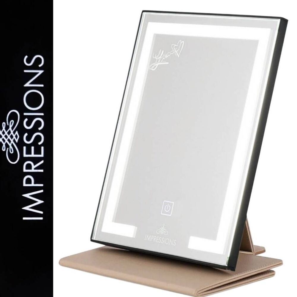 Impressions Liane V Touch Pad Mini LED Makeup Mirror- Black/Beige